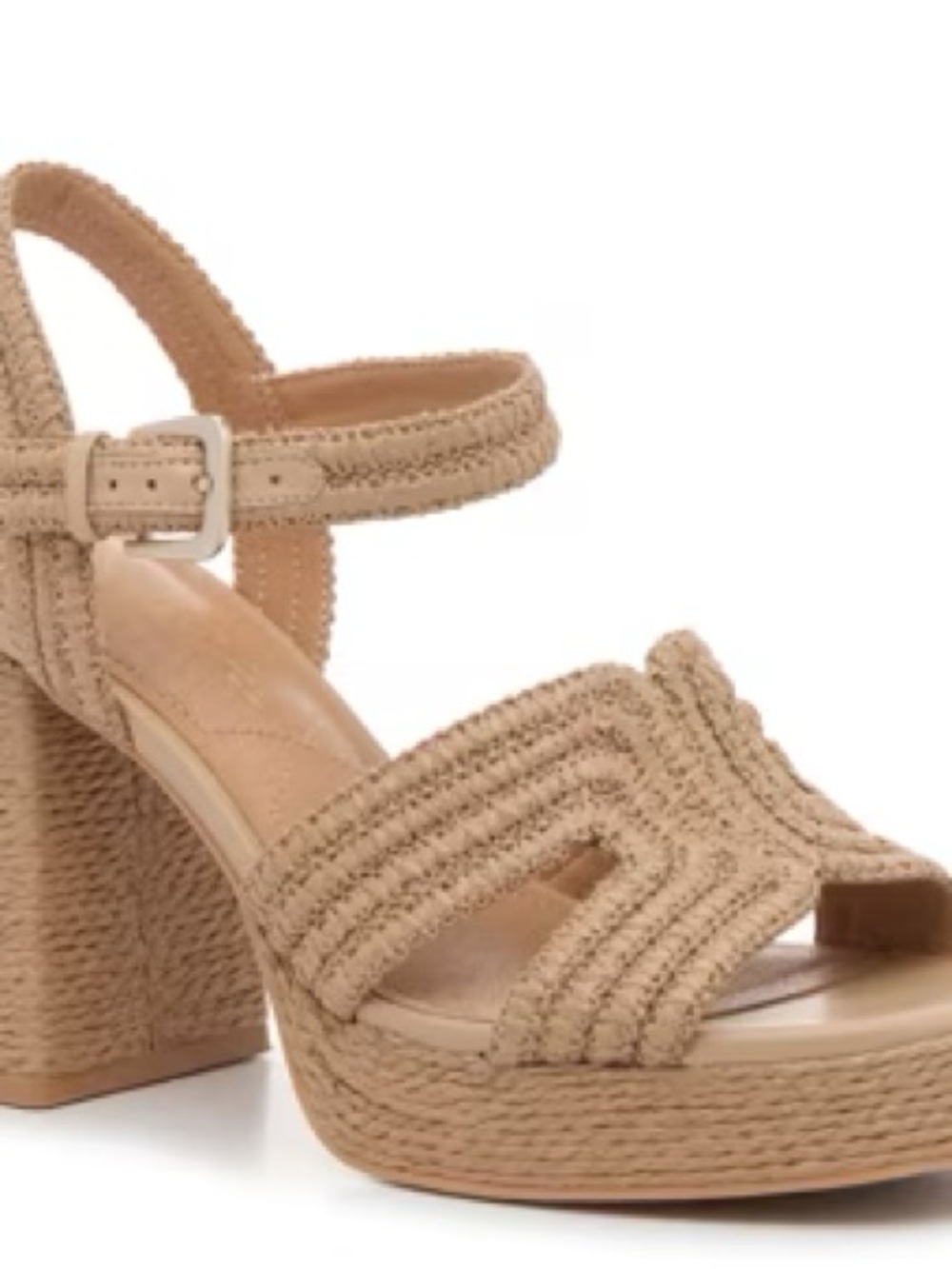 Woven Platform Heel Sandals in Tan